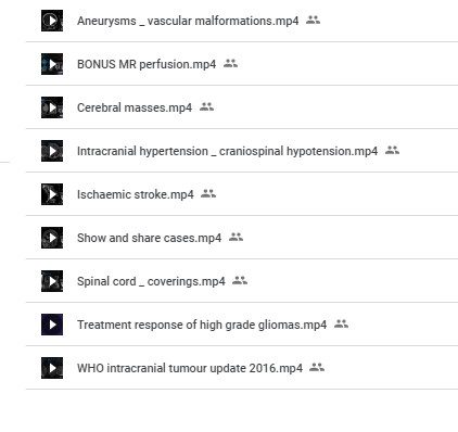 Radiopaedia NEURORADIOLOGY UPDATE COURSE Videos