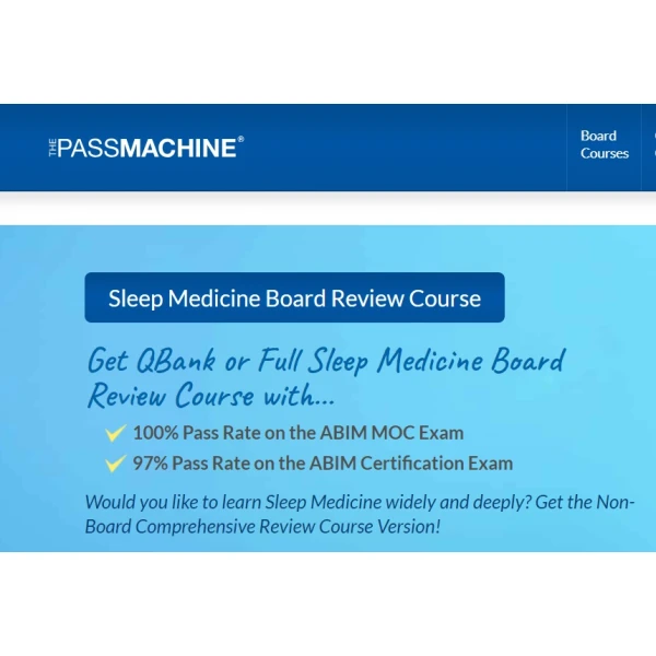 Passmachine Sleep Medicine Comprehensive Lecture Review and QBank (v5.1) 2023