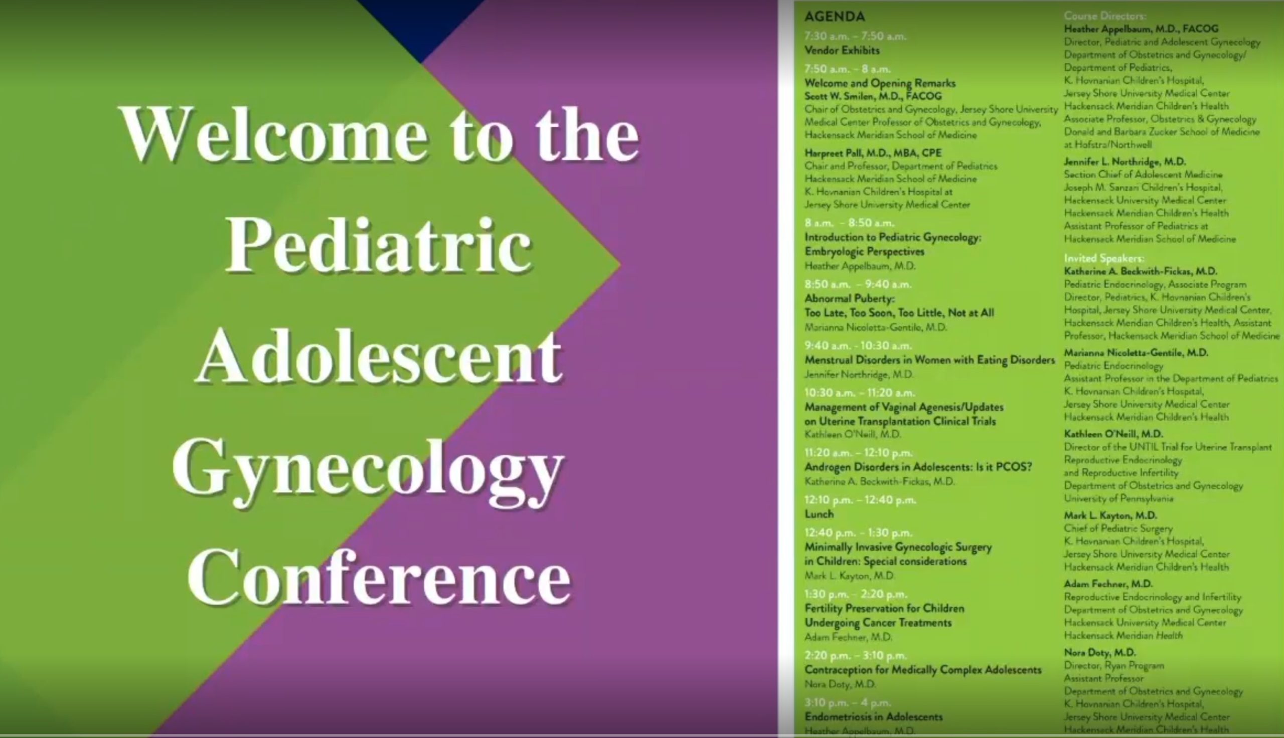 Hackensack Meridian Children’s Health Pediatric Adolescent Gynecology Conference 2022