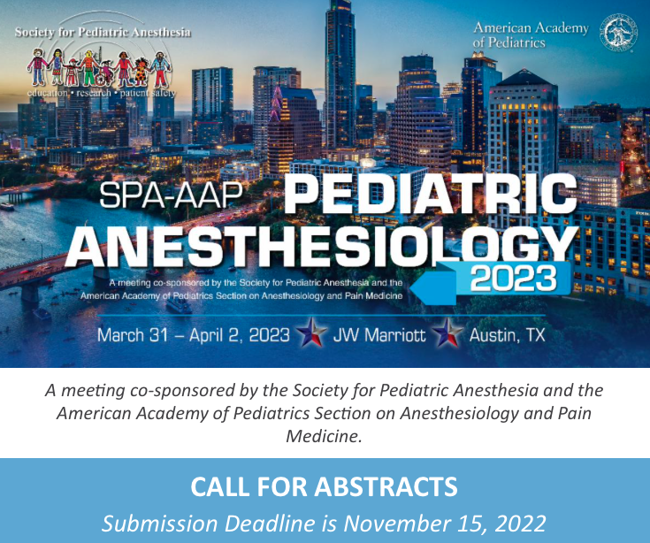 SPA/AAP 2023 Pediatric Anesthesiology 2023