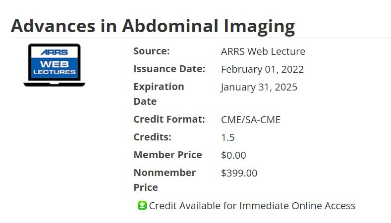 ARRS Advances in Abdominal Imaging 2022