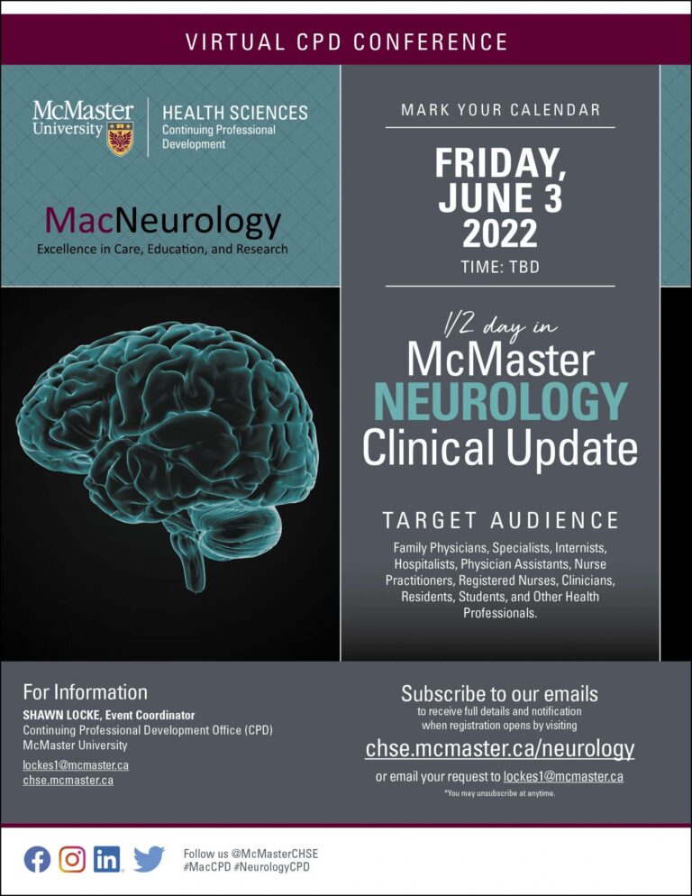 McMaster University 1 2 Day in McMaster Neurology Clinical Update 2022